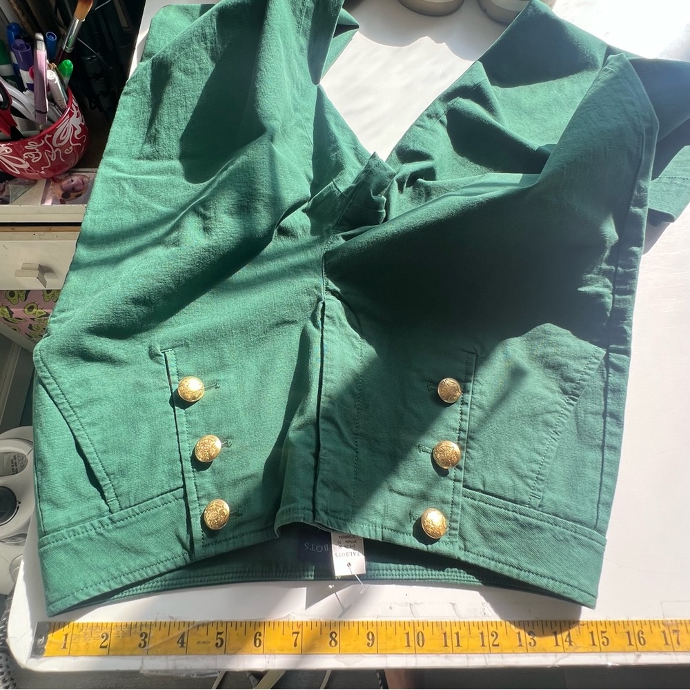 Talbots Cotton Slub Sailor Crop Pants Green Size 6 NWT - Picture 7 of 13